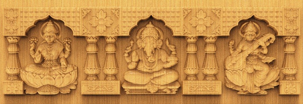 H God Frame - HB-35 Traditional Divine Trinity Wood Carving 3D Model